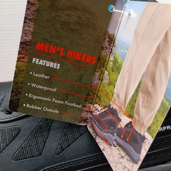 Men’s size 9.5 Ozark Trail Tech Hiker Waterproof Boots Black - Picture 6 of 8